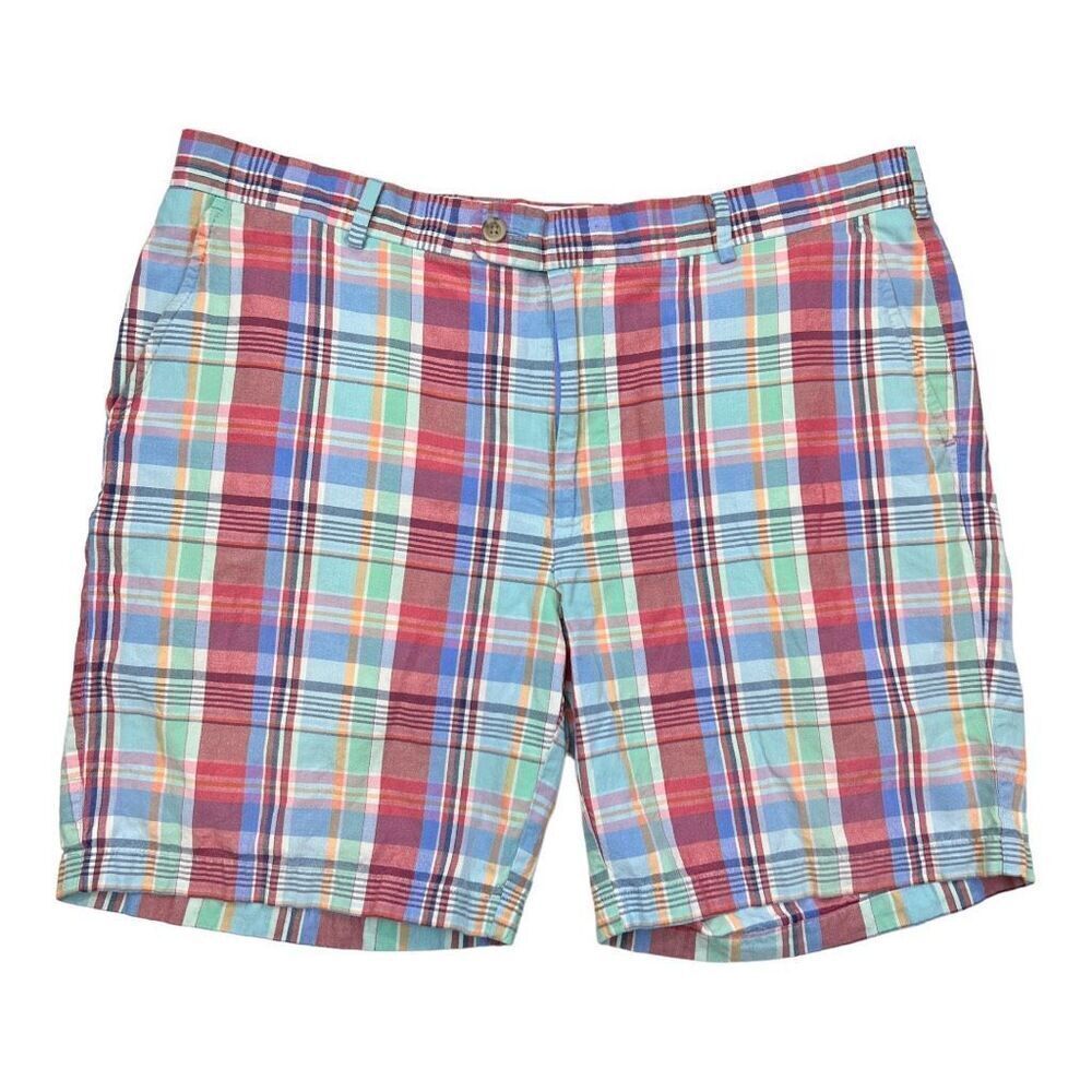 Peter Millar Madras Shorts Men's Size 38 Cape Red Golf Outdoors Plaid Linen